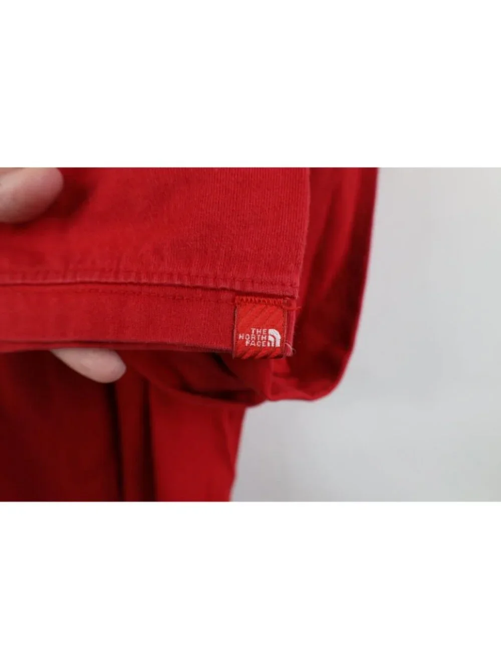 Vtg Y2K 2009 The North Face Mens Large Faded Spell Out Long Sleeve T-Shirt Red